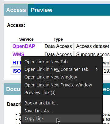 screenshot for getting a WMS GetCapabilities URL