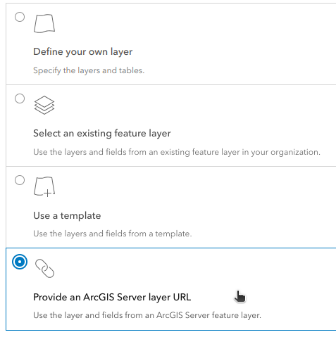 button to select an existing feature layer